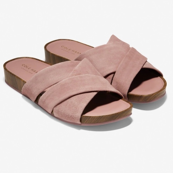 Cole Haan Pink Suede Braelyn Slide Sandals - Picture 1 of 12